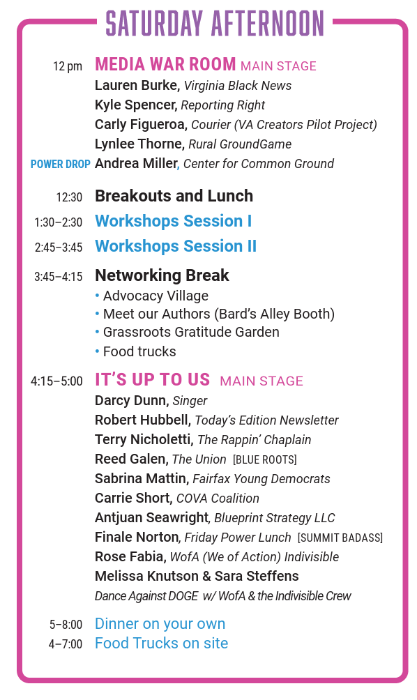 Womens Summit Schedule SATURDAY AFTERNOON 2025