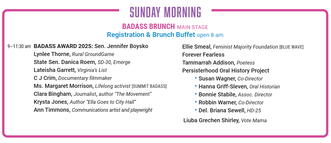 Womens Summit Schedule SUNDAY BRUNCH 2025